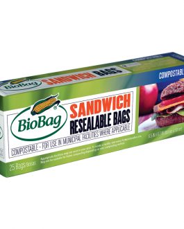 Biobag Compostable Resealable Sandwich Bag (12×25 CT)