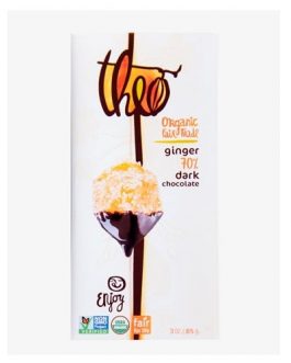 Theo Chocolate Ginger, Dark Chocolate 70% (12×3 OZ)