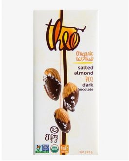 Theo Organic Salted Almond 70% Dark Chocolate (12×3 OZ)