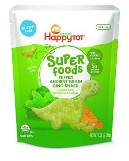 Happy Tot Organic Kale, Spinach & Cheddar Super Foods Dino Baby  (8×1.48 OZ)